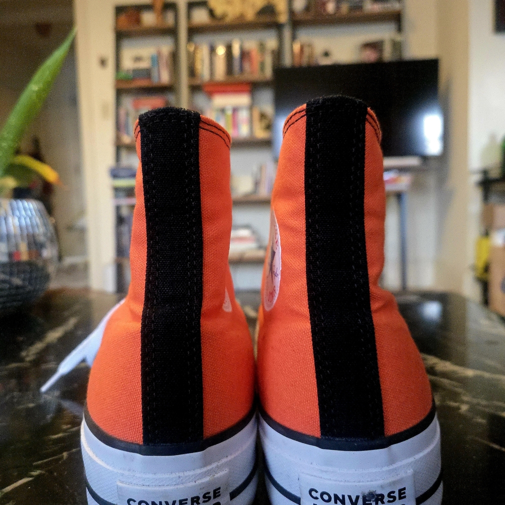 Converse High-Top Sneakers - Bright Orange Chucks - Picture 3 of 3